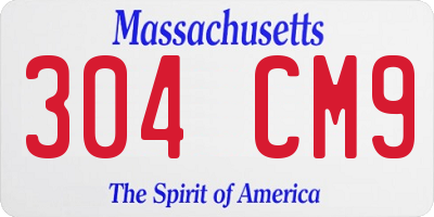 MA license plate 304CM9