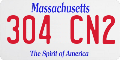 MA license plate 304CN2