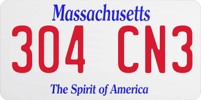 MA license plate 304CN3