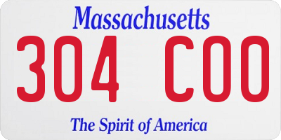 MA license plate 304CO0