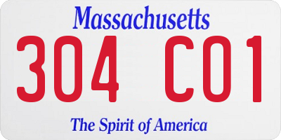 MA license plate 304CO1