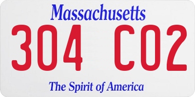 MA license plate 304CO2