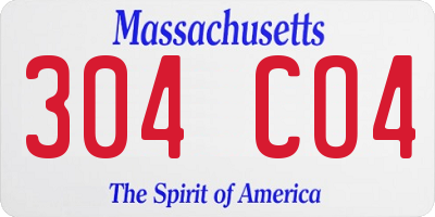 MA license plate 304CO4