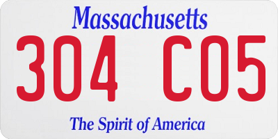 MA license plate 304CO5
