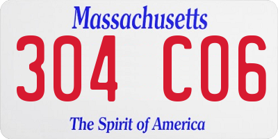 MA license plate 304CO6