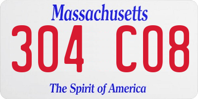 MA license plate 304CO8