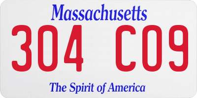 MA license plate 304CO9