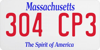 MA license plate 304CP3
