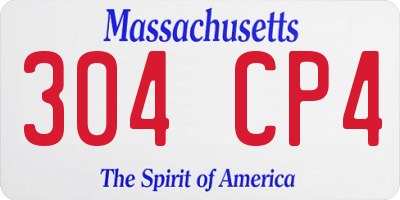 MA license plate 304CP4