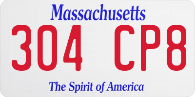 MA license plate 304CP8