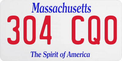MA license plate 304CQ0
