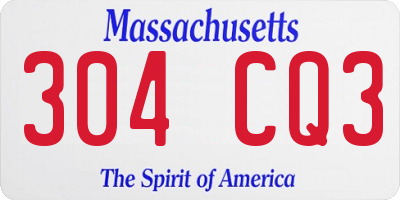 MA license plate 304CQ3
