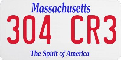 MA license plate 304CR3