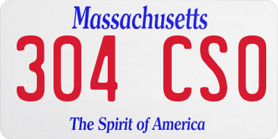 MA license plate 304CS0