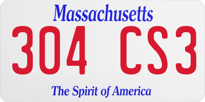 MA license plate 304CS3