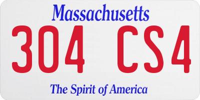 MA license plate 304CS4