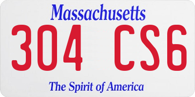 MA license plate 304CS6