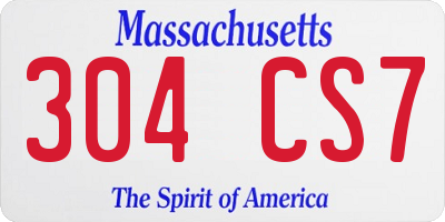 MA license plate 304CS7