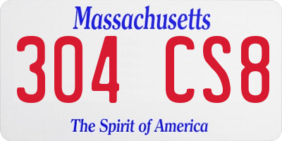 MA license plate 304CS8