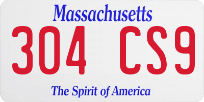 MA license plate 304CS9