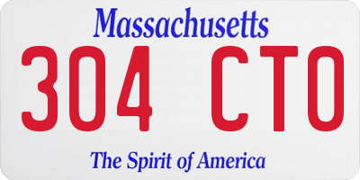 MA license plate 304CT0
