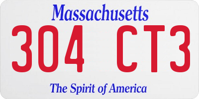 MA license plate 304CT3