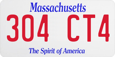 MA license plate 304CT4