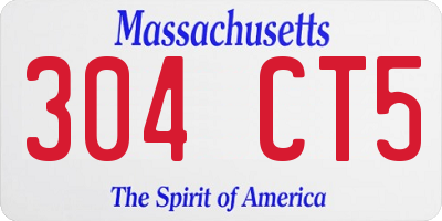 MA license plate 304CT5