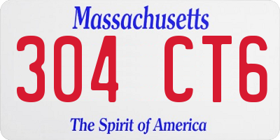 MA license plate 304CT6