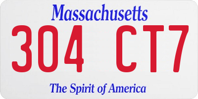 MA license plate 304CT7