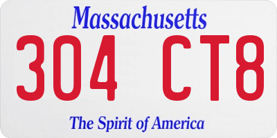 MA license plate 304CT8