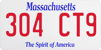 MA license plate 304CT9