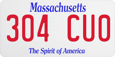 MA license plate 304CU0