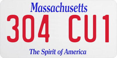 MA license plate 304CU1
