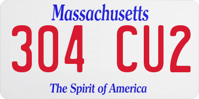MA license plate 304CU2