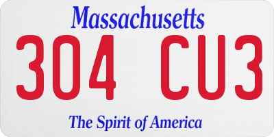 MA license plate 304CU3