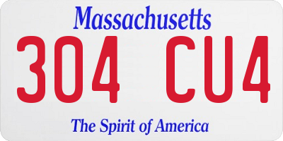MA license plate 304CU4
