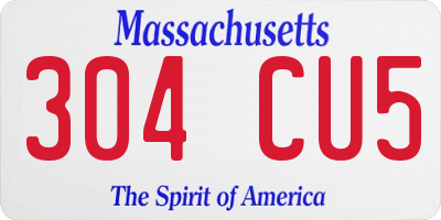 MA license plate 304CU5