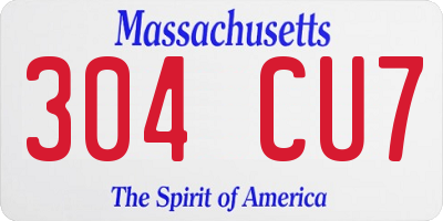 MA license plate 304CU7