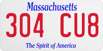 MA license plate 304CU8