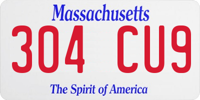MA license plate 304CU9