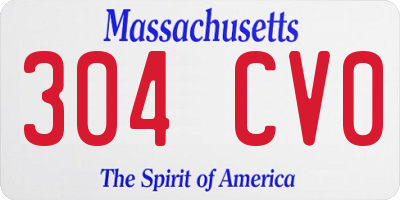 MA license plate 304CV0
