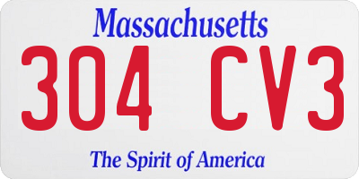 MA license plate 304CV3