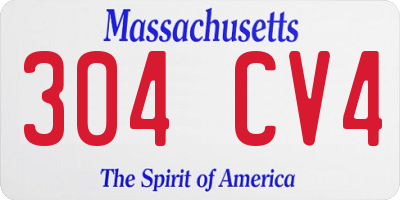 MA license plate 304CV4
