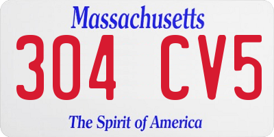 MA license plate 304CV5