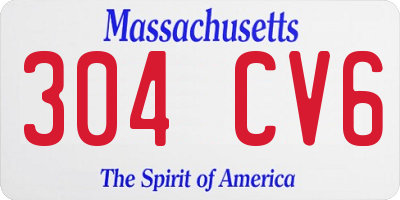 MA license plate 304CV6