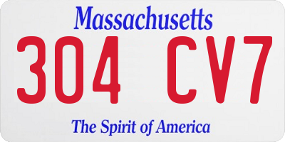 MA license plate 304CV7