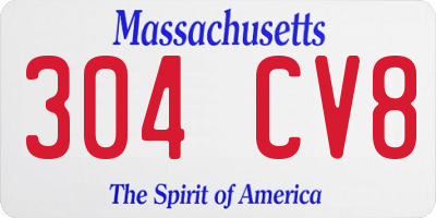 MA license plate 304CV8