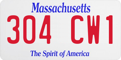 MA license plate 304CW1