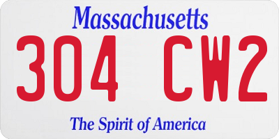MA license plate 304CW2